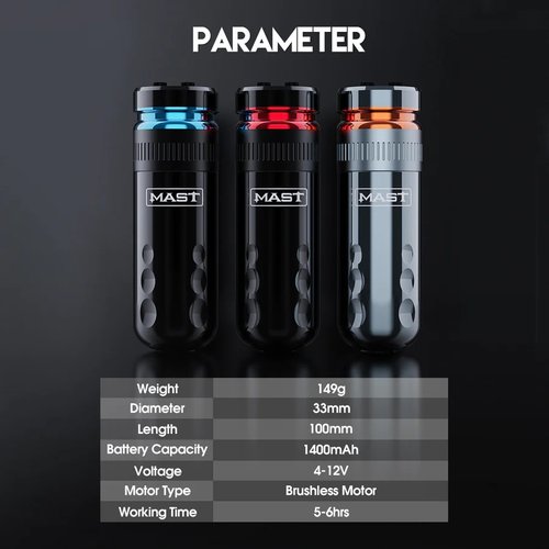 Dragonhawk Mast Racer- Wireless Tattoo Pen Machine with 4.0MM Strokes Orange