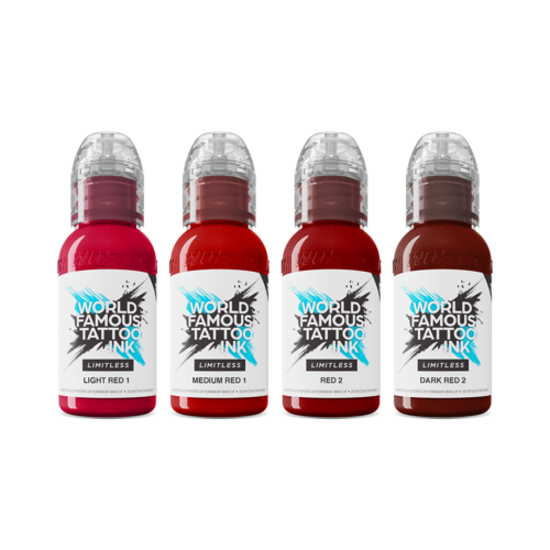 Shades of Red Set - 4x 30 ml - World Famous Limitless Tattoo Ink