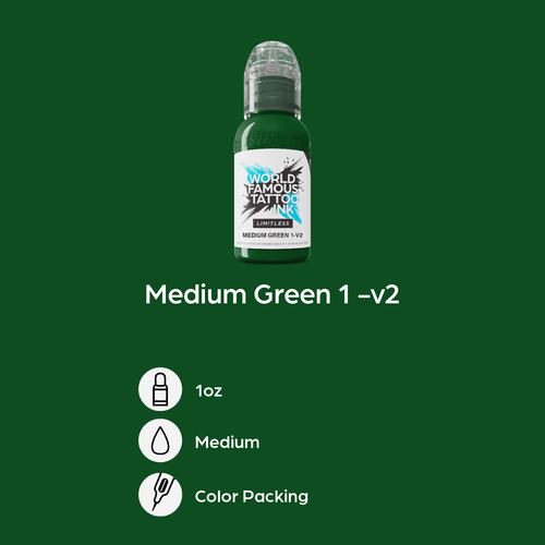 Medium Green 1 v2 30 ml  - World Famous Limitless Tattoofarbe