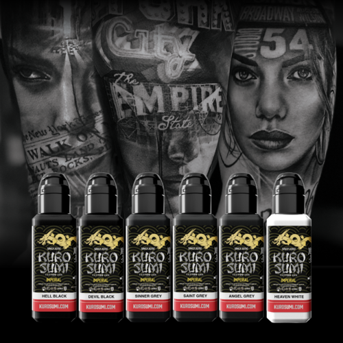 Kuro Sumi Imperial Tattoo Ink - Zhang Po Greywash Set 6 x 44 ml
