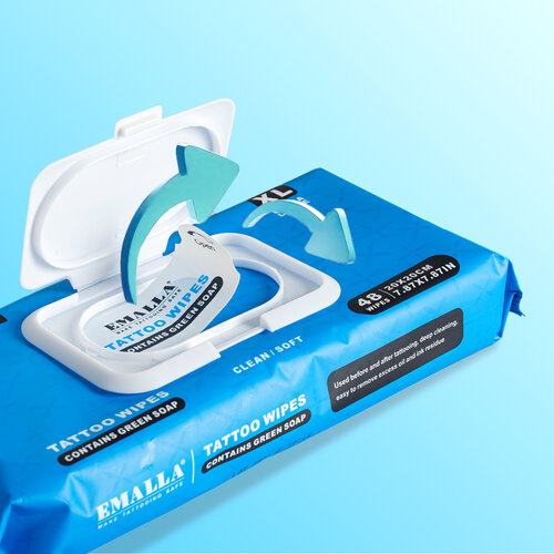 Emalla Tattoo Wipes (Tücher) Gr. L - Green Soap