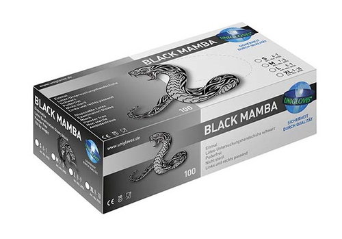 UNIGLOVES® Black Latex (Black Mamba) Handschuhe black Gr. S, M, L und XL