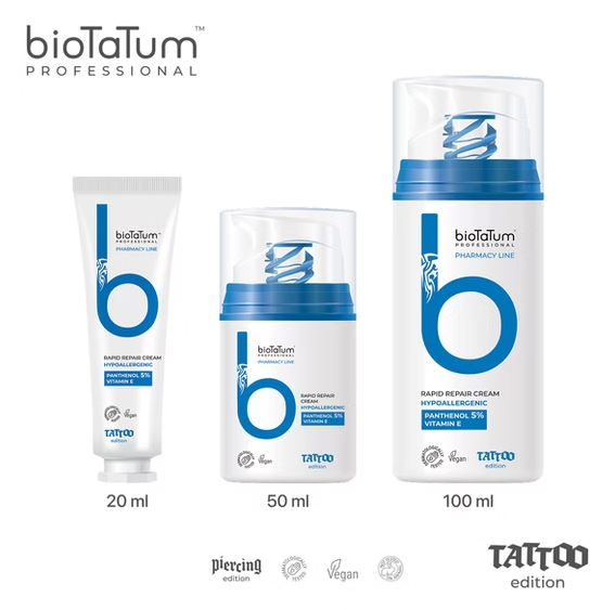 bioTaTum Rapid Repair Cream – Tattoo Aftercare 20 ml / 50 ml / 100 ml im Case