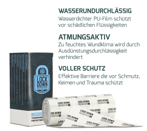 THE INKED ARMY - Lock Down - Atmungsaktiver Tattoo Film - Einzelrolle 15 cm x 10 m