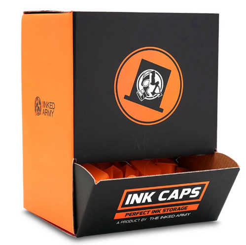 THE INKED ARMY - XXL Ink Caps - Breiter Boden - Orange 12 x 22 mm - 80 Stück/Box