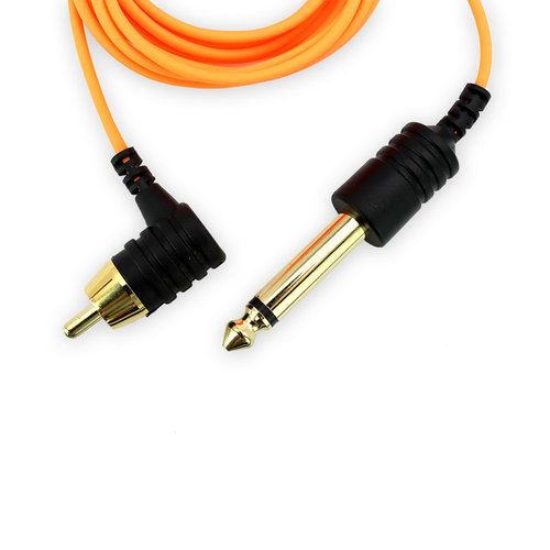 THE INKED ARMY - Lightweight RCA Silikon Kabel - 215 cm - Orange ClipCord gewinkelt