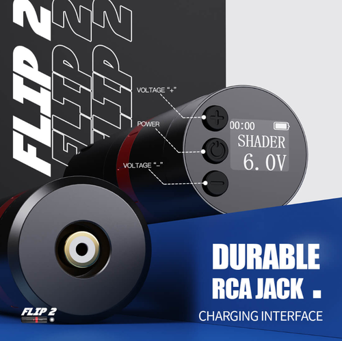 Mast Flip 2 - Pen mit 2 Akkus und RCA / verstellbarer Hub von  2.4 - 4.2 Tattoomaschine