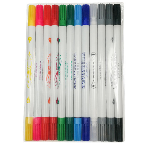 Squidster Skin Marker SET-11 Farben + 1 Eraser