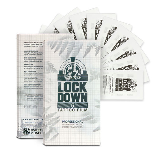 THE INKED ARMY - Lock Down - Atmungsaktive Hautschutzauflage - Einzelfolie 20 cm x 10 cm - 10 Stück