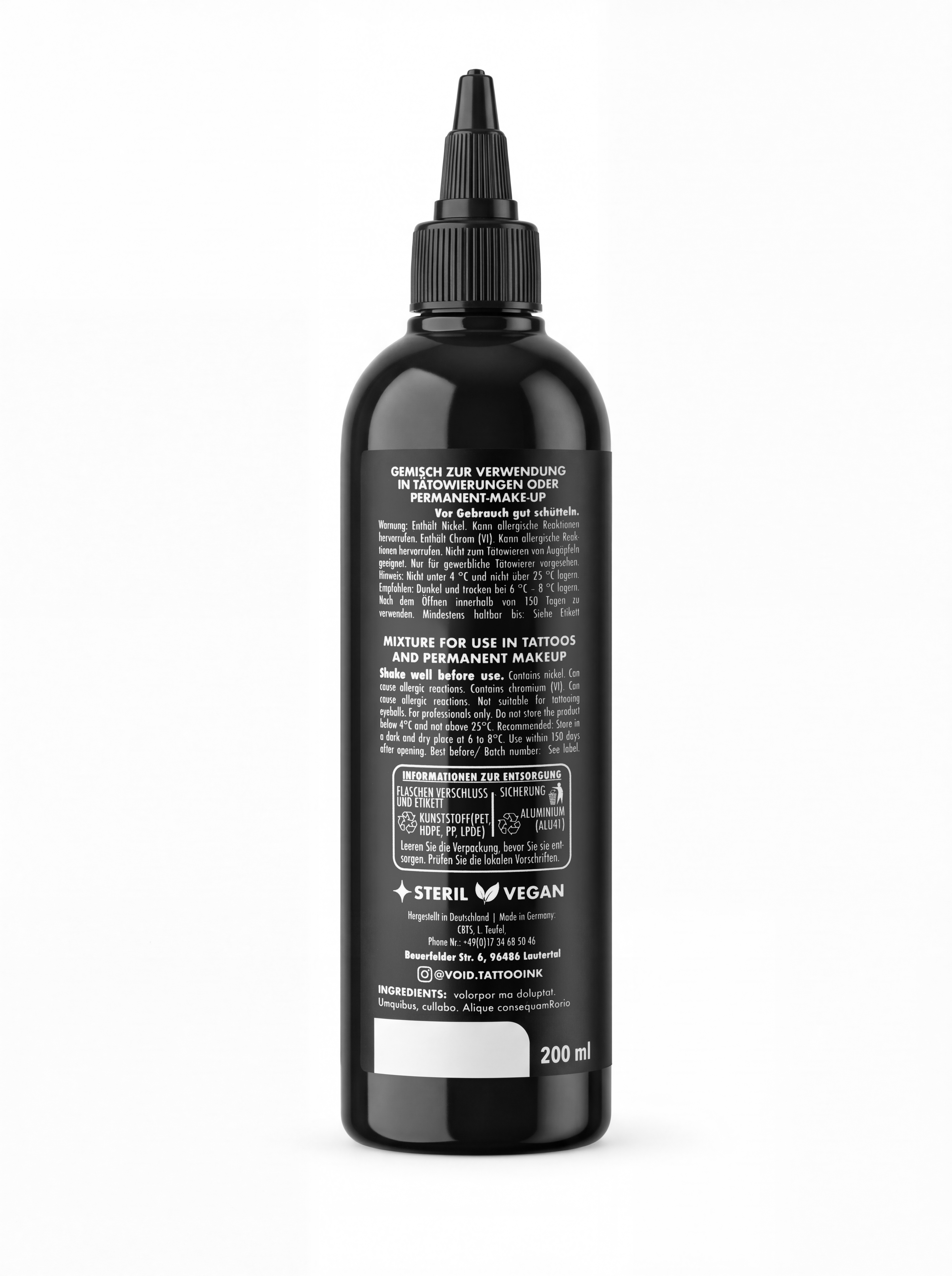 Void Tattoo Ink - Schwarz 200 ml