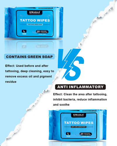 Emalla Tattoo Wipes (Tücher) Gr. L - Green Soap