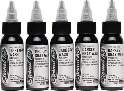 5 Range Gray Wash Set - 5 Farbtöne 5 x 30 ml ETERNAL INK - Tattoo Farbe
