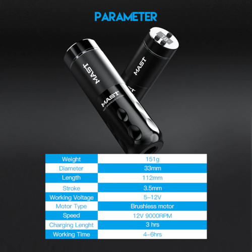 Mast Rider Revolution Wireless Tattoo Machine 3,5 mm