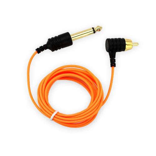 THE INKED ARMY - Lightweight RCA Silikon Kabel - 215 cm - Orange ClipCord gewinkelt
