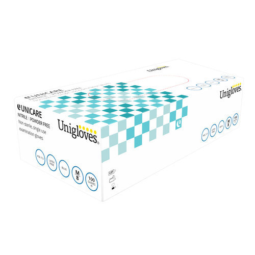 UNIGLOVES®  Unicare Soft Nitril Blau Handschuhe Gr. S - L Box à 100 Stück