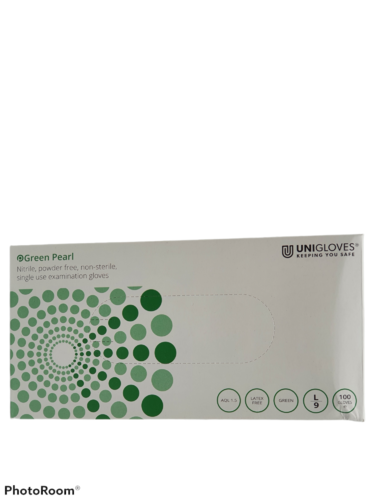UNIGLOVES®  UK Green Pearl Nitril Handschuhe Gr. S - L Box à 100 Stück