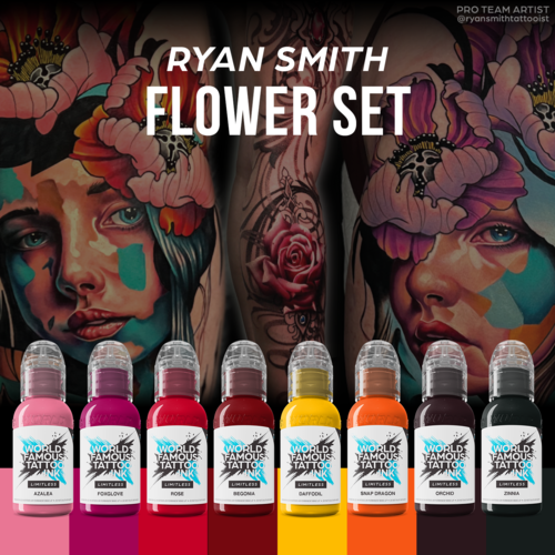 Ryan Smith Flower Set 8 x 30 ml - World Famous Limitless - Tattoofarbe