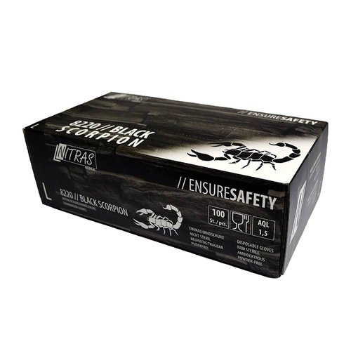 NITRAS BLACK SCORPION Latex-Einmalhandschuhe Gr. M