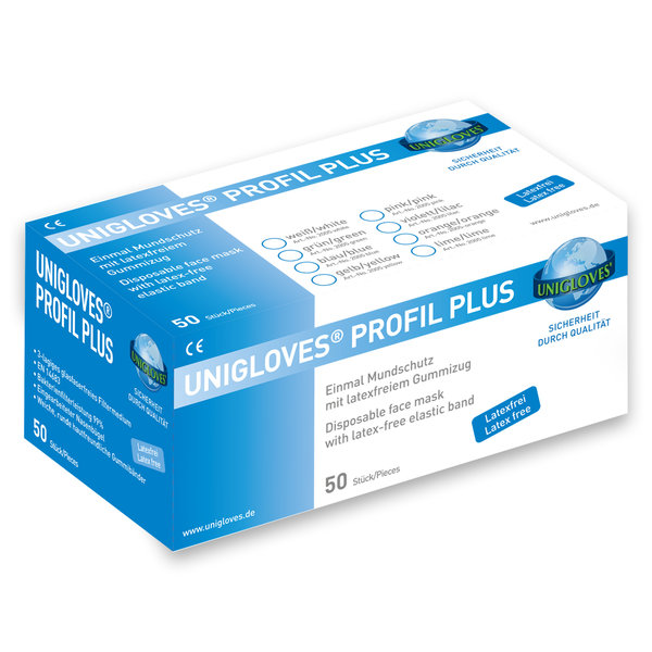 UNIGLOVES®  OP-Mundschutz – Profil Plus blau 10 Stück