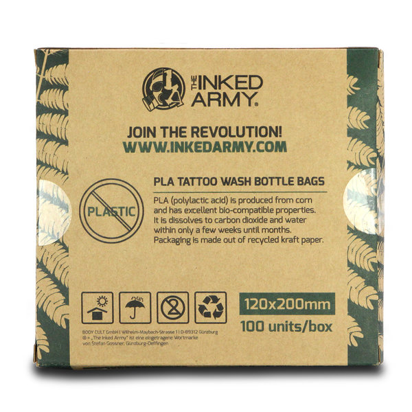 THE INKED ARMY - Cover für Wasserflaschen - Kompostierbar und Biologisch abbaubar - 120 mm x 200 mm