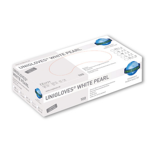 UNIGLOVES®  UK White Pearl Nitril Handschuhe Gr. S - L Box à 100 Stück